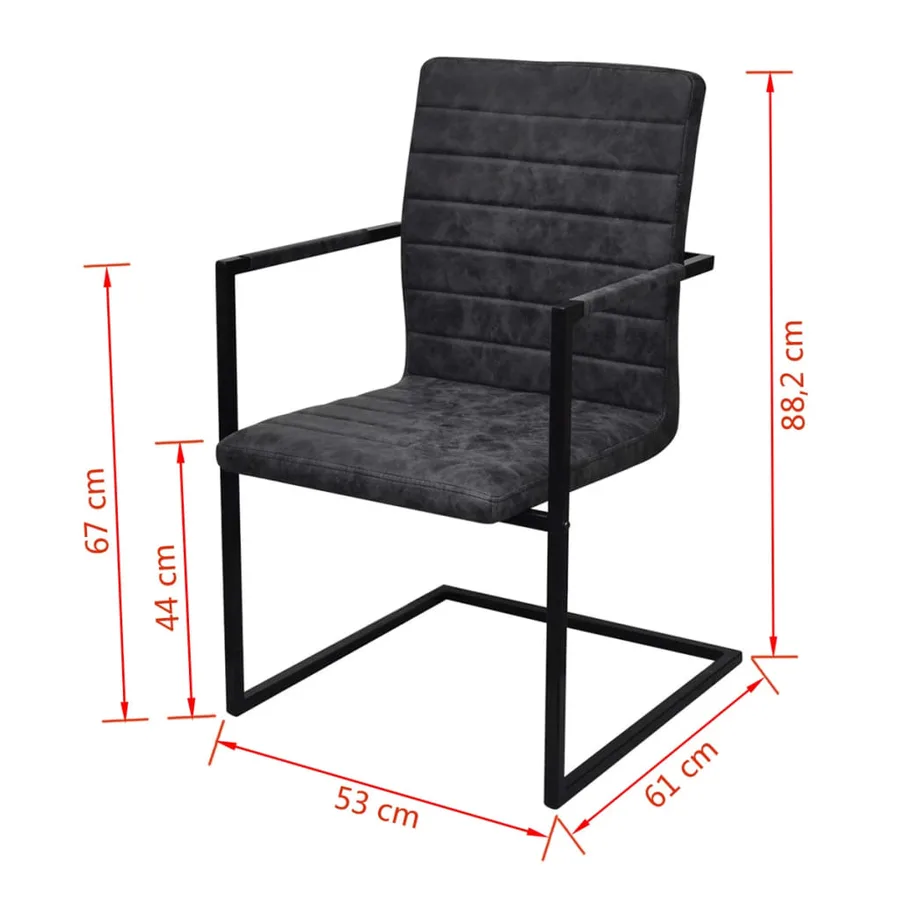 Chaises à manger cantilever lot de 2 noir similicuir - 8