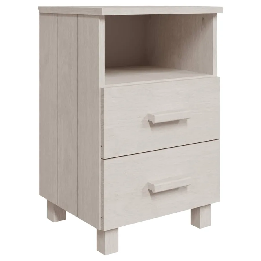 Table de chevet HAMAR Blanc 40x35x62 cm Bois de pin massif - 2