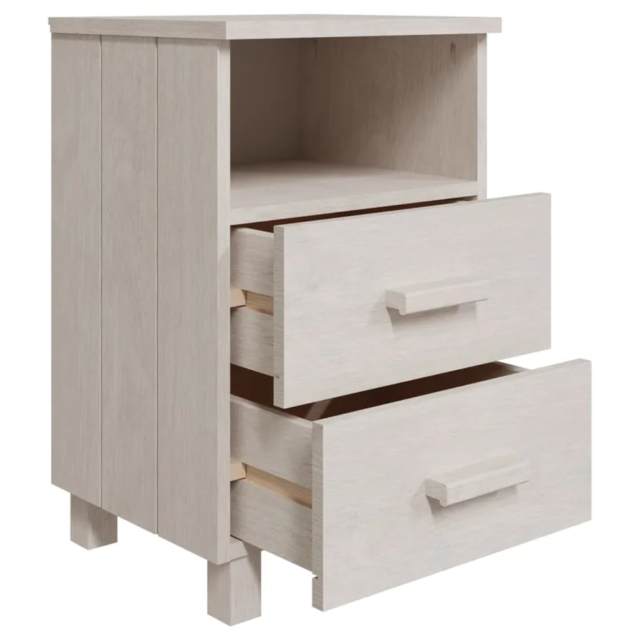 Table de chevet HAMAR Blanc 40x35x62 cm Bois de pin massif - 5