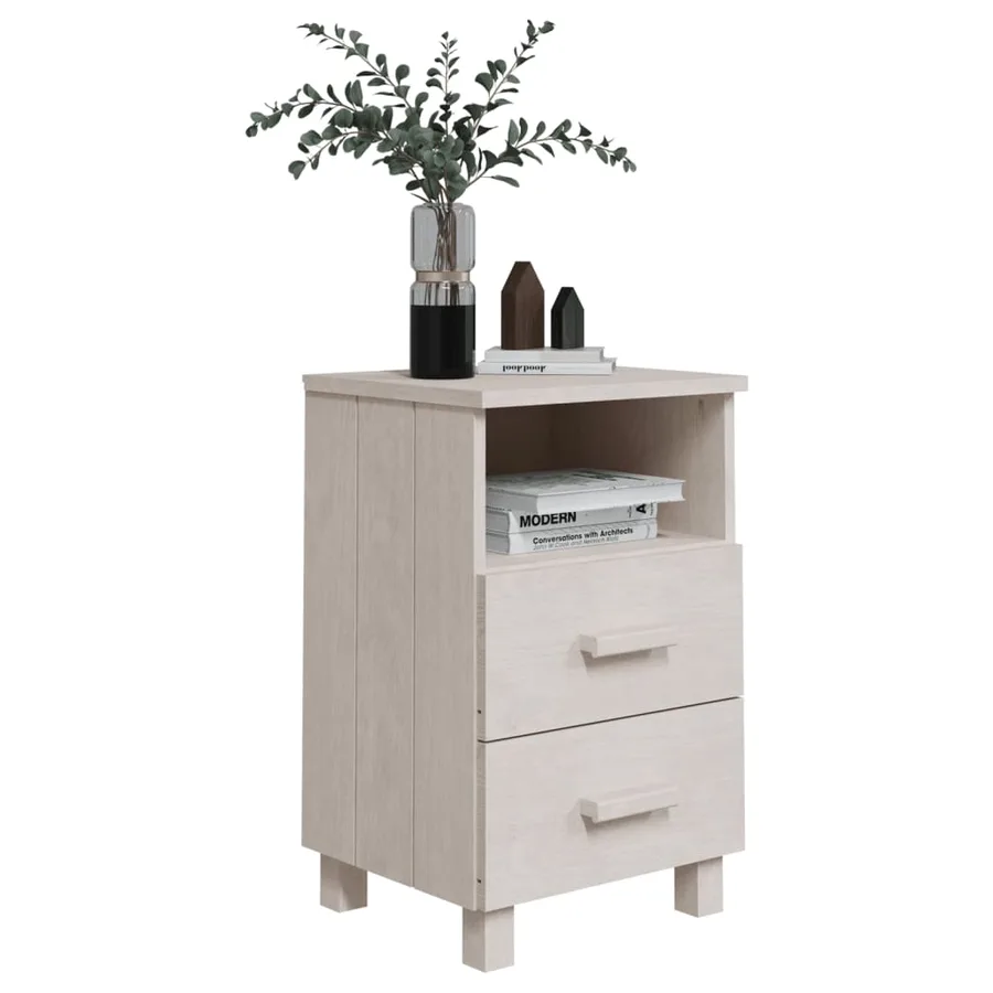 Table de chevet HAMAR Blanc 40x35x62 cm Bois de pin massif - 6