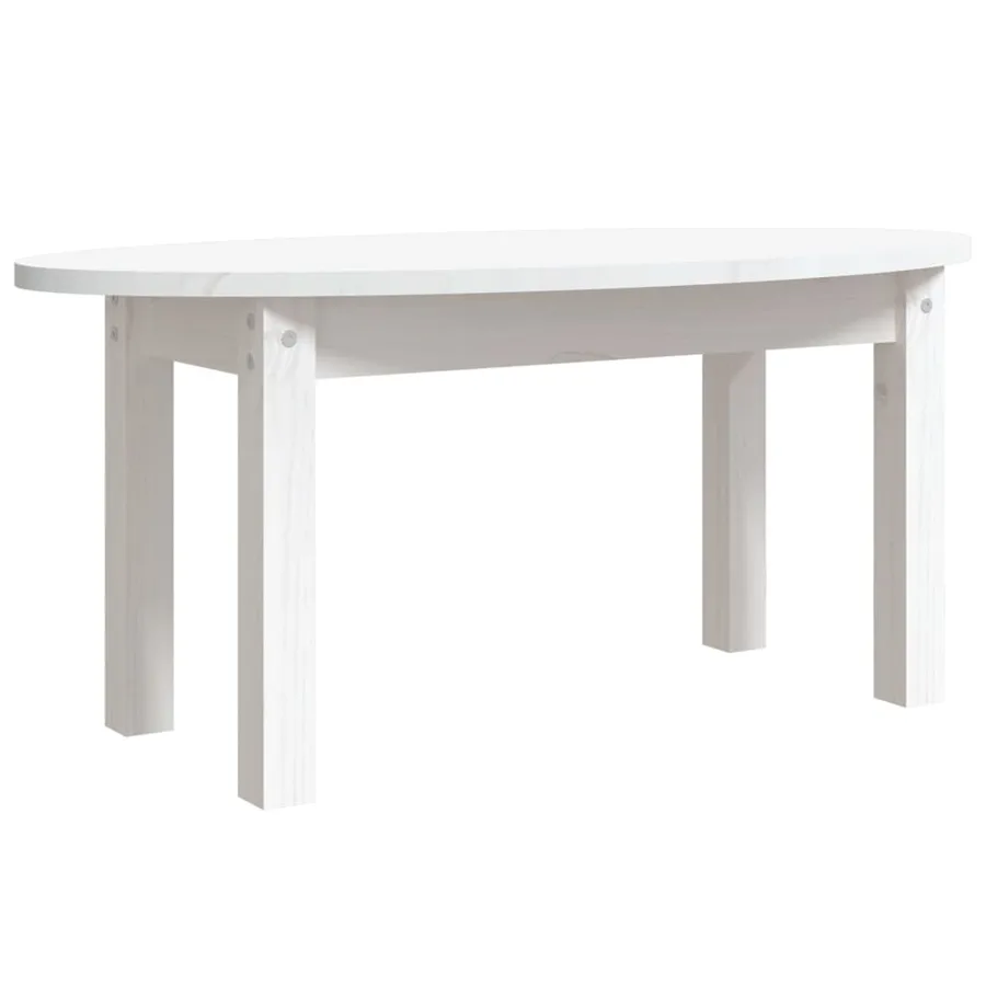 Table basse Blanc 80x40x35 cm Bois massif de pin - 2
