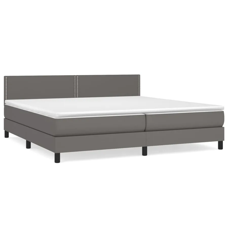 Sommier à lattes de lit avec matelas Gris 200x200 cm Similicuir - 2