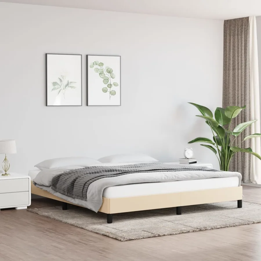 Cadre de lit sans matelas crème 180x200 cm tissu