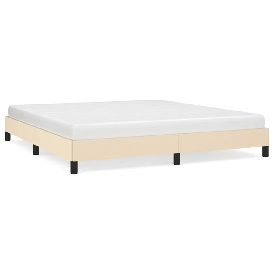 Cadre de lit sans matelas crème 180x200 cm tissu - 2