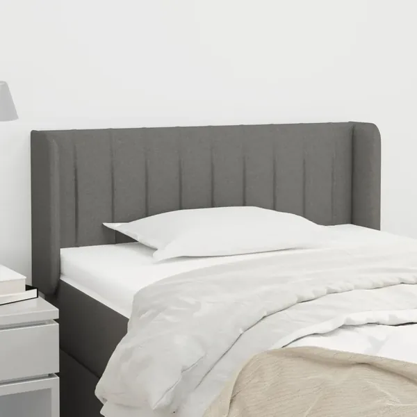 Tête de lit avec oreilles Gris foncé 103x16x78/88 cm Tissu