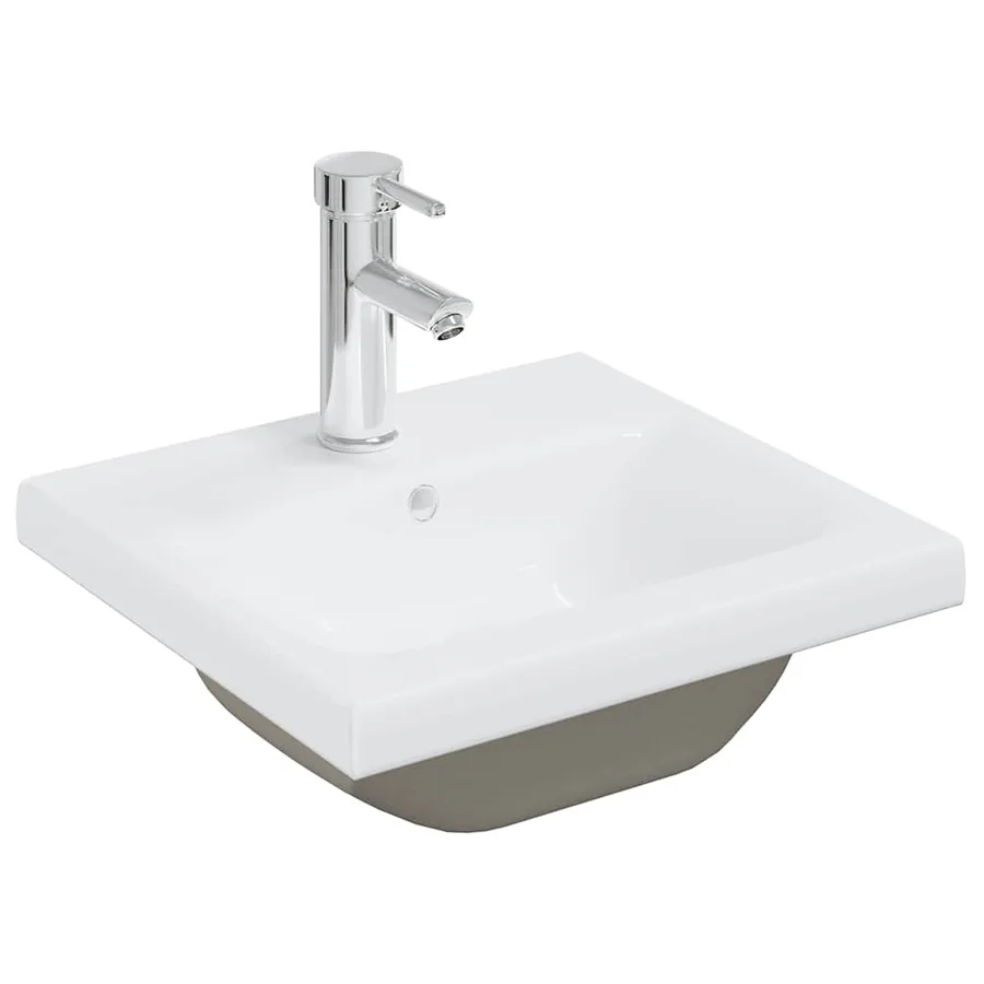 Armoire d'évier avec lavabo intégré blanc bois d'ingénierie - 11