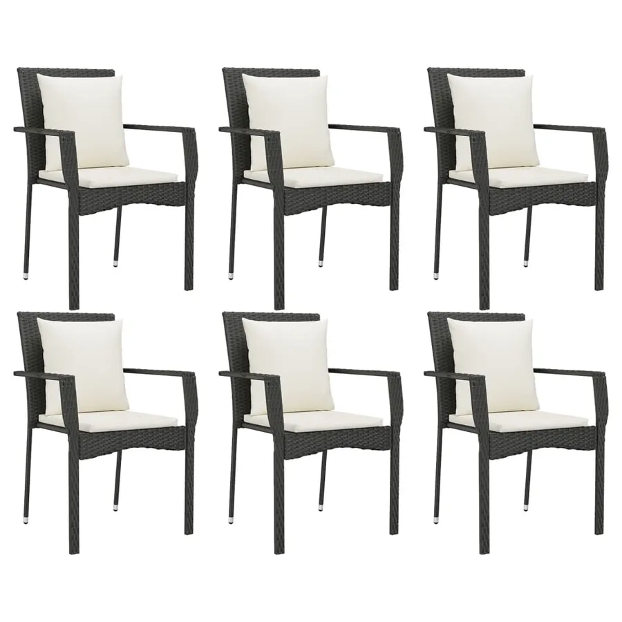 Ensemble à manger de jardin coussins 7pcs Noir Résine tressée - 4