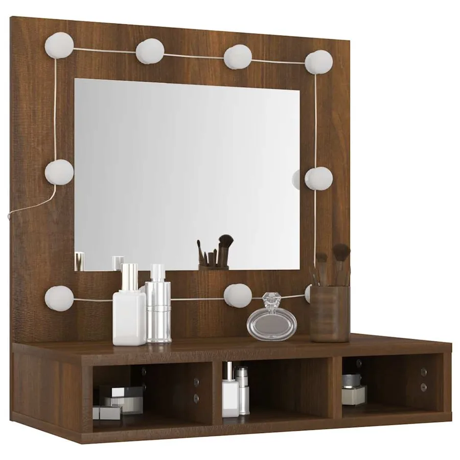 Armoire à miroir avec LED Chêne marron 60x31,5x62 cm - 12