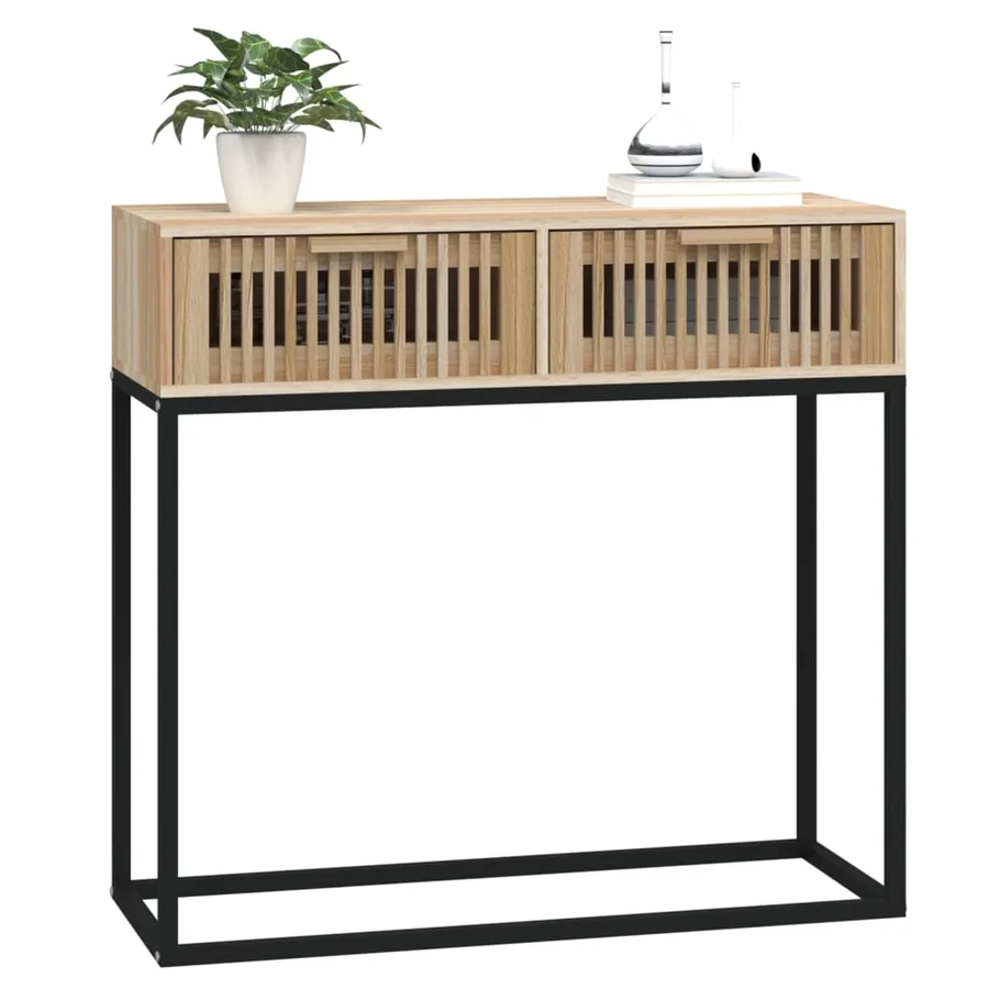 Table console 80x30x75 cm bois d'ingénierie et fer - 3