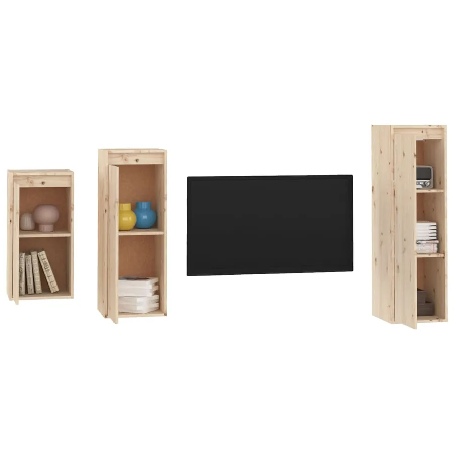 Meubles TV 3 pcs Bois massif de pin - 4