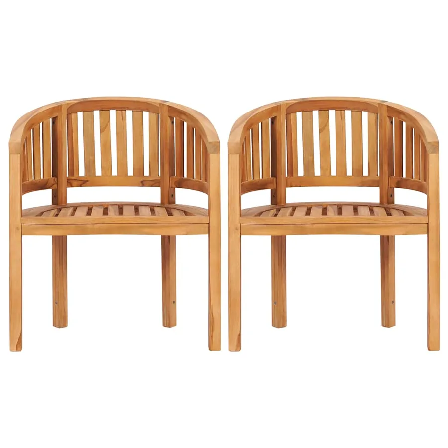 Chaises en forme de banane lot de 2 Bois de teck solide - 4