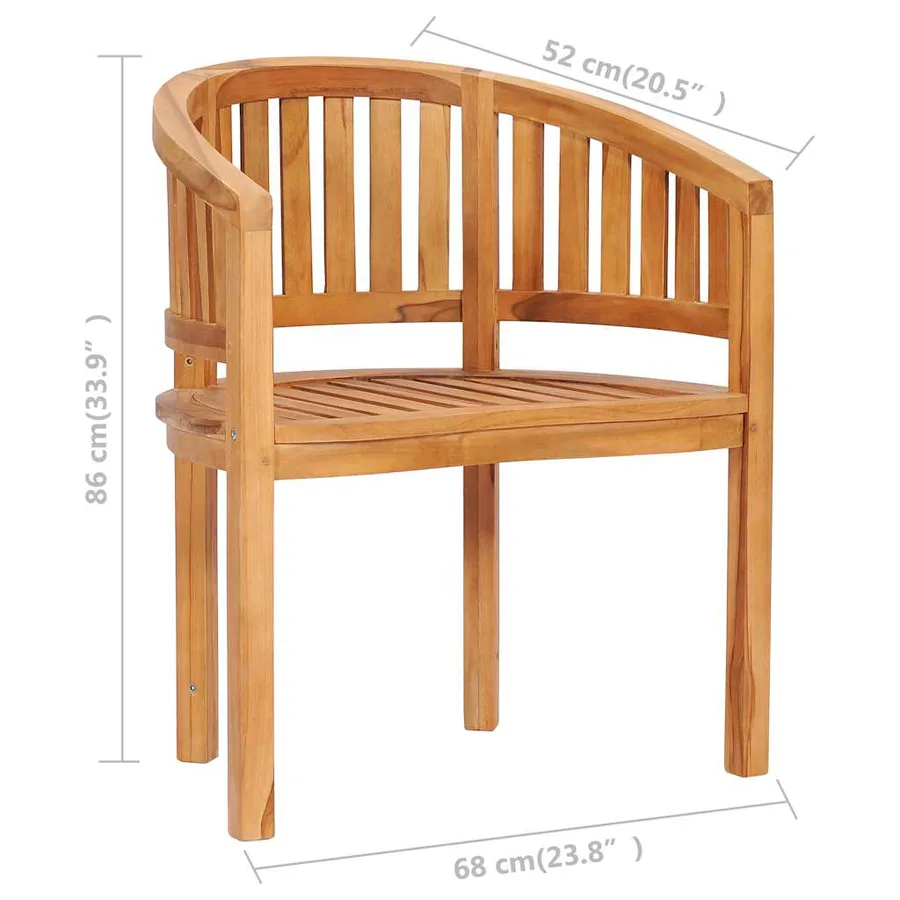 Chaises en forme de banane lot de 2 Bois de teck solide - 9