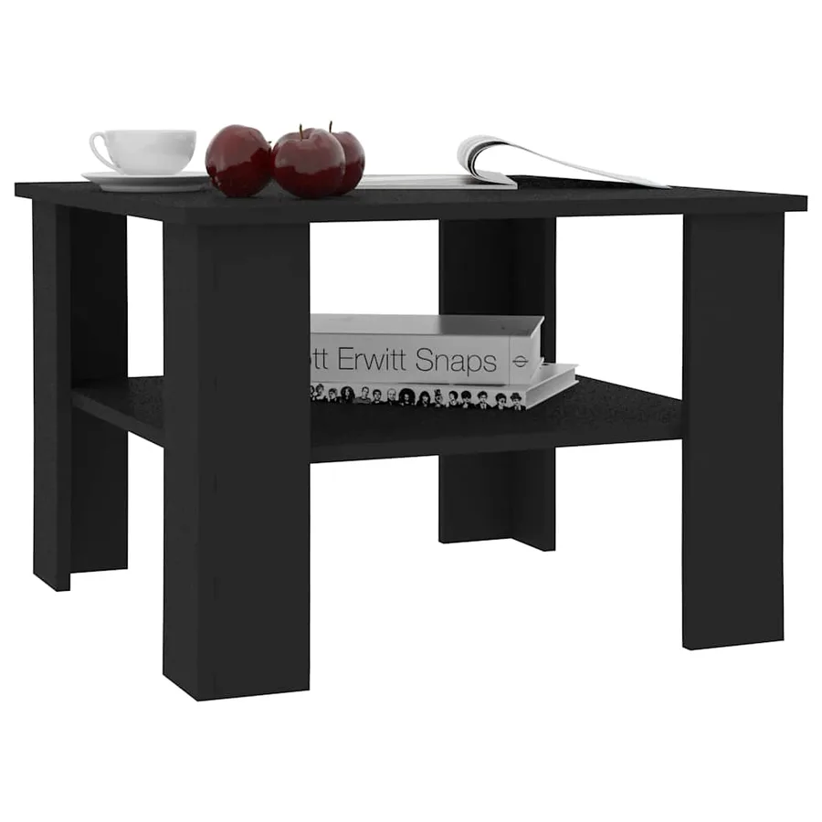 Table basse Noir 60x60x42 cm Bois d’ingénierie - 3