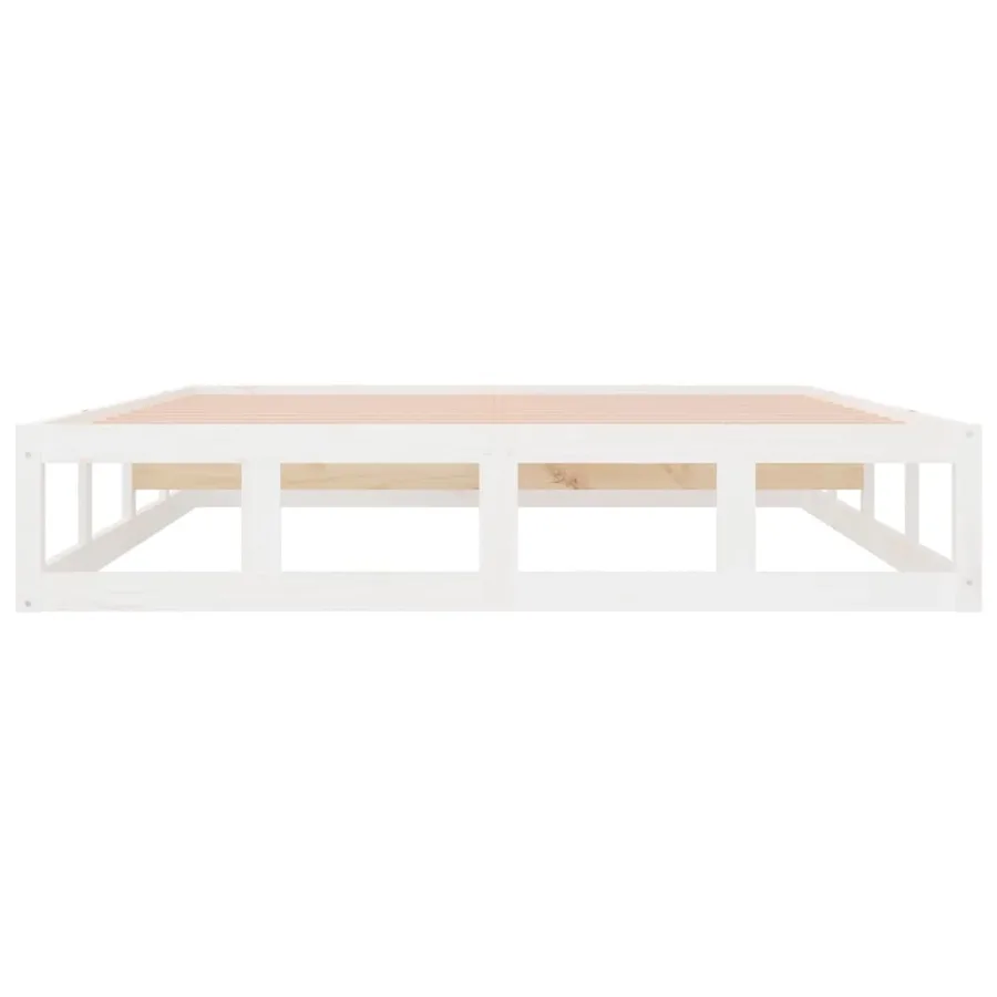 Cadre de lit sans matelas blanc 140x190 cm bois massif - 5