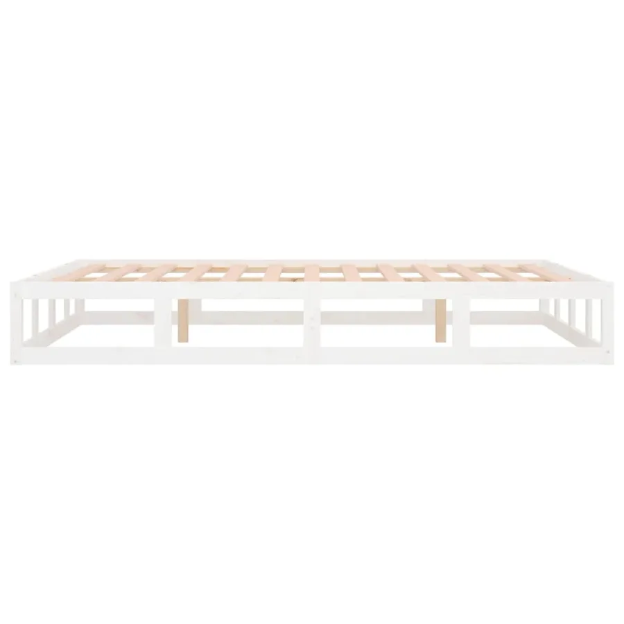 Cadre de lit sans matelas blanc 140x190 cm bois massif - 6