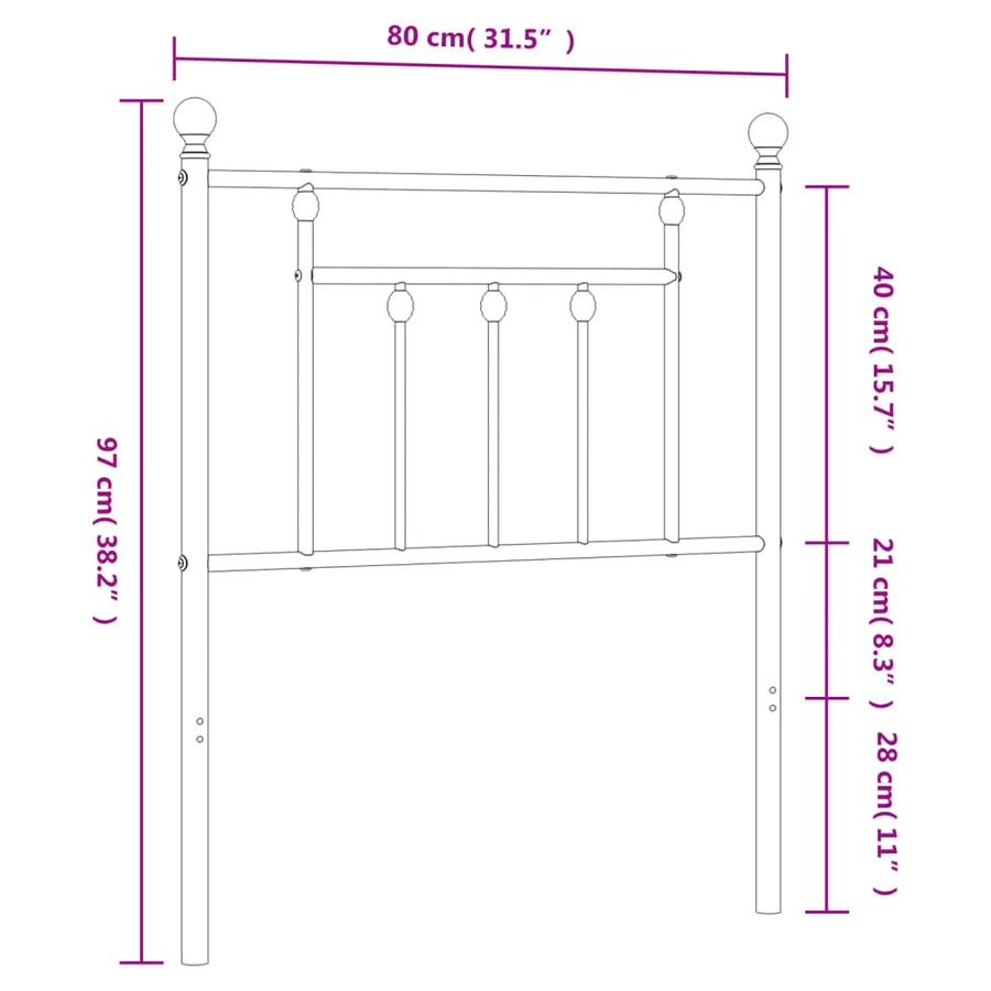 Tête de lit de remplacement métal noir 75 cm - 7