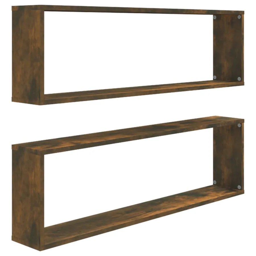 Étagères murales cubiques 2 pcs Chêne fumé 100x15x30 cm - 2