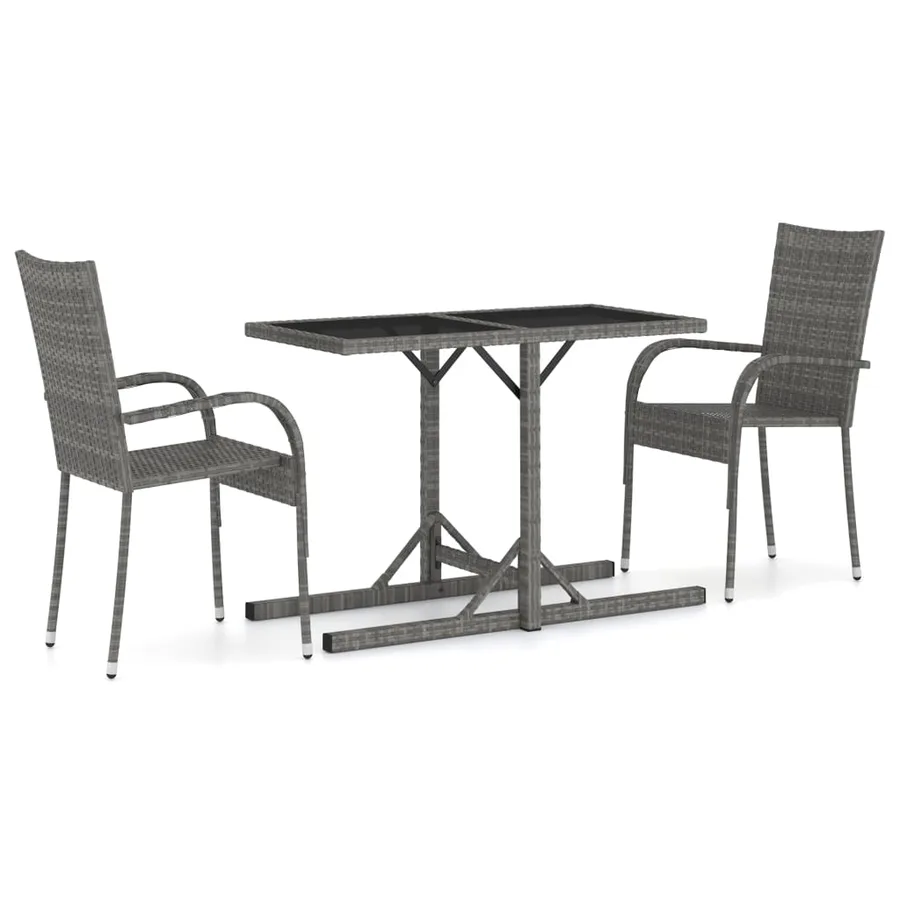 Ensemble à manger de jardin 3 pcs Gris - 2