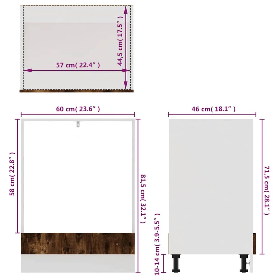 Meuble de four "Riga" Chêne fumé 60 x 46 x 81,5 cm Bois d'ingénierie - 10