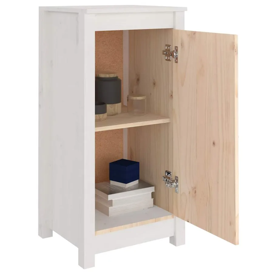 Buffet blanc 39x35x80 cm bois massif de pin - 7
