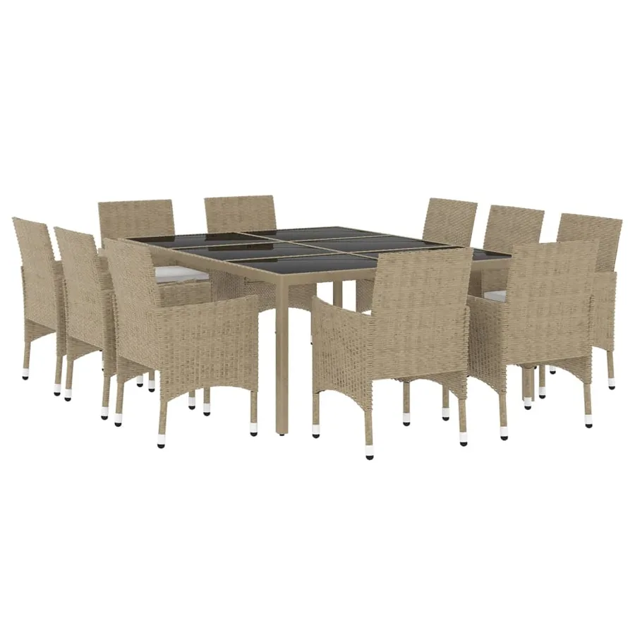 Ensemble à manger de jardin 11pcs Résine tressée Beige - 3
