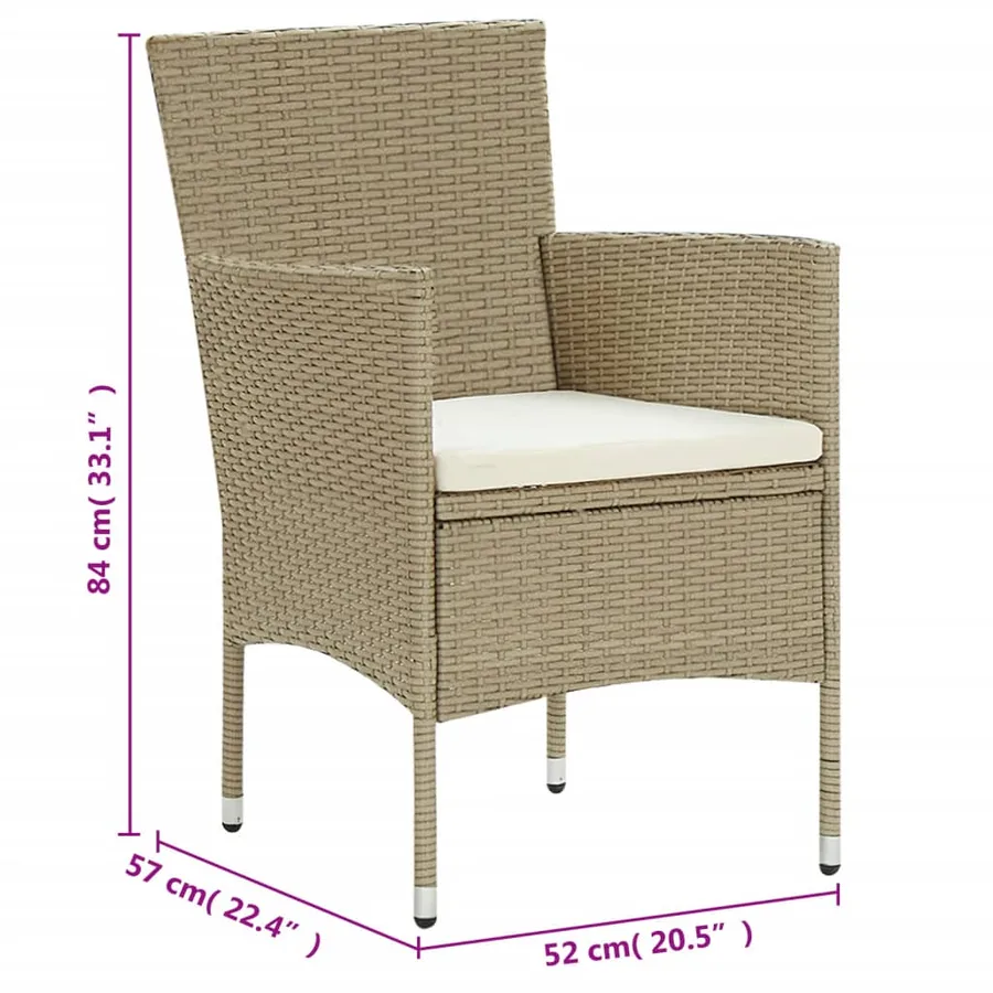 Ensemble à manger de jardin 11pcs Résine tressée Beige - 8