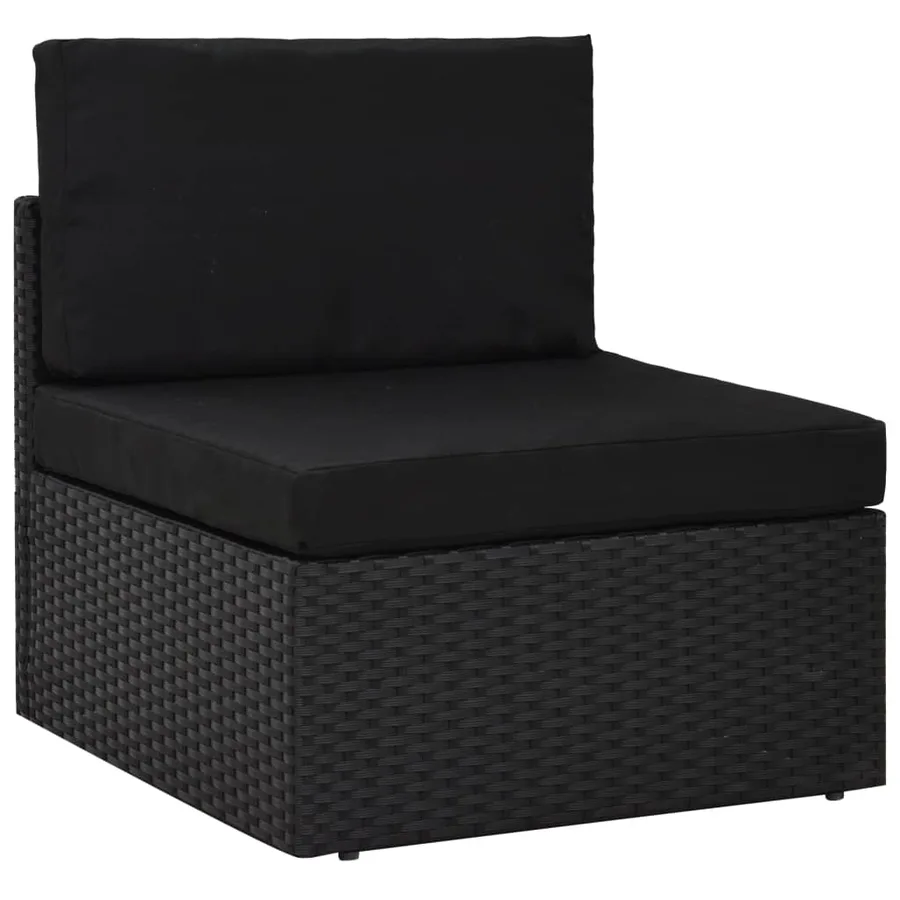Salon de jardin 9 pcs avec coussins Noir Résine tressée - 2
