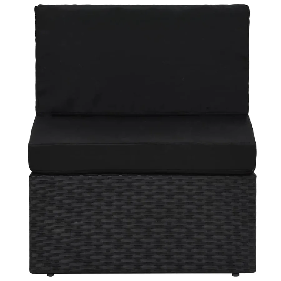 Salon de jardin 9 pcs avec coussins Noir Résine tressée - 4