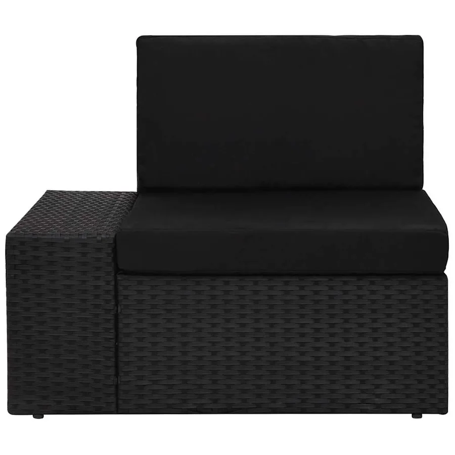 Salon de jardin 9 pcs avec coussins Noir Résine tressée - 7