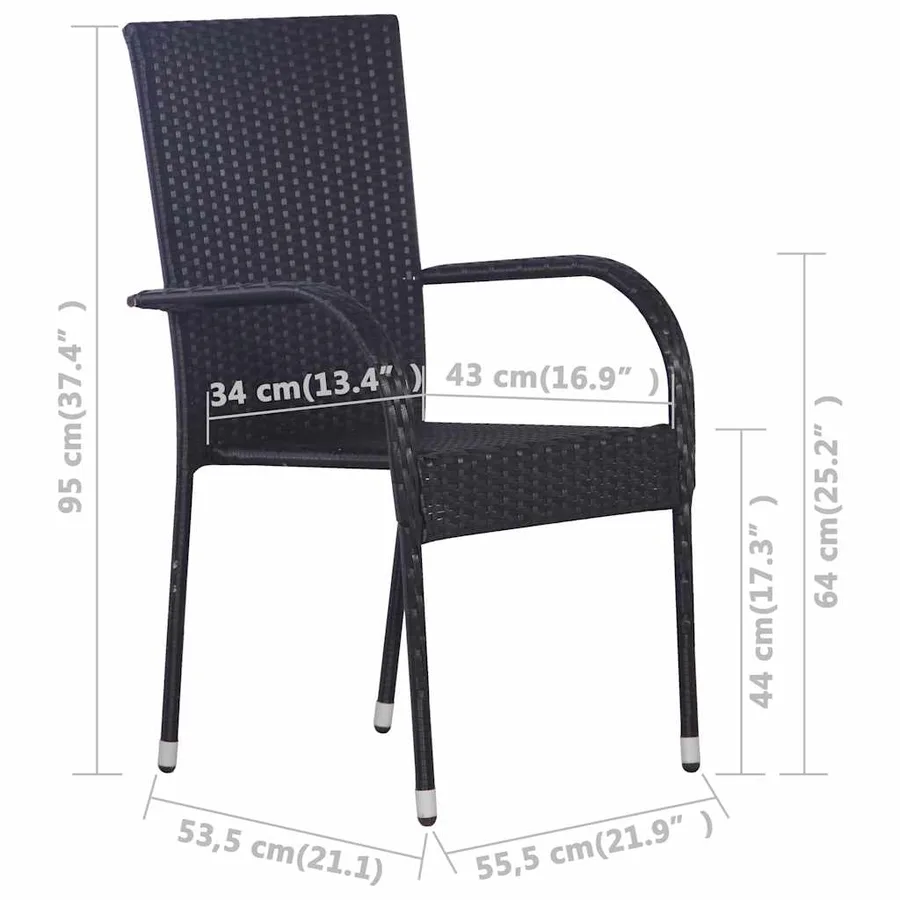 Ensemble à manger de jardin 3 pcs Noir - 13