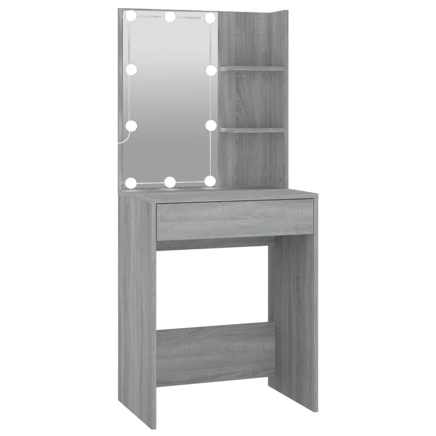 Coiffeuse à LED avec armoire Sonoma gris Bois d'ingénierie - 8