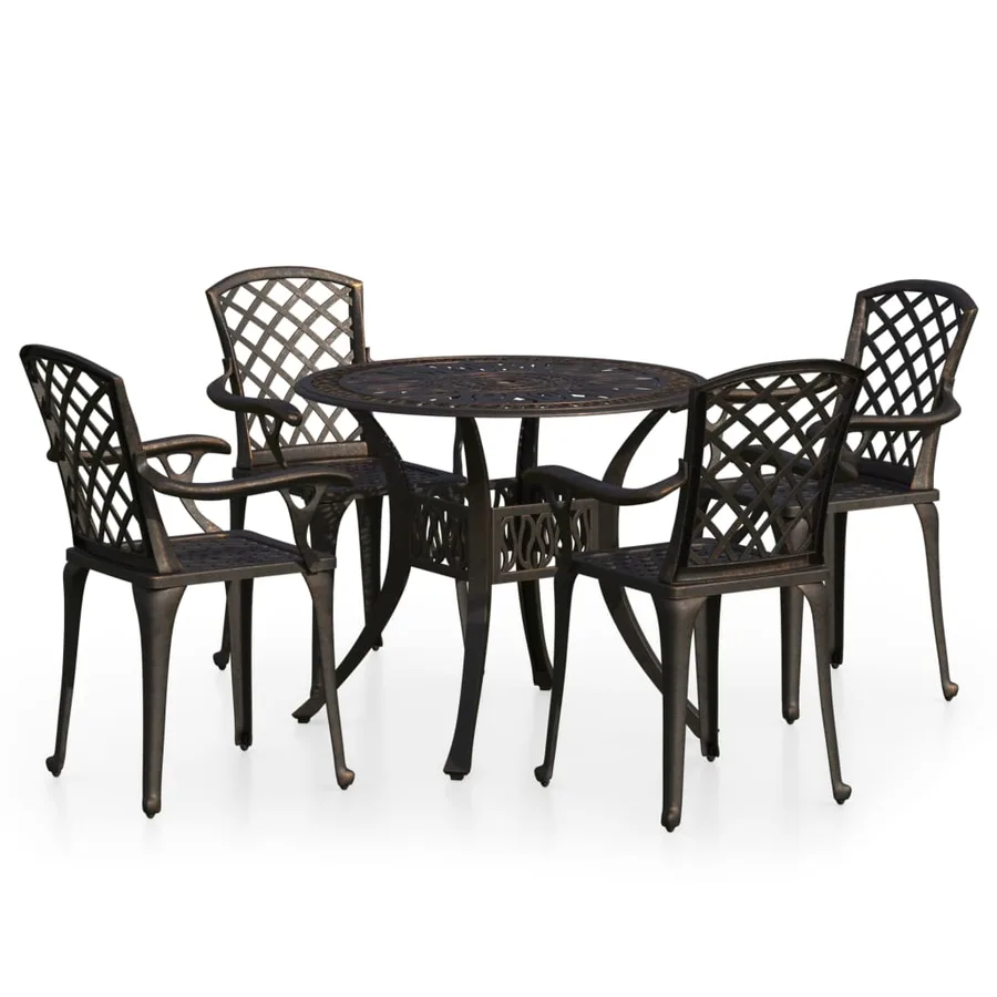 Ensemble de bistro 5 pcs Aluminium coulé Bronze - 2