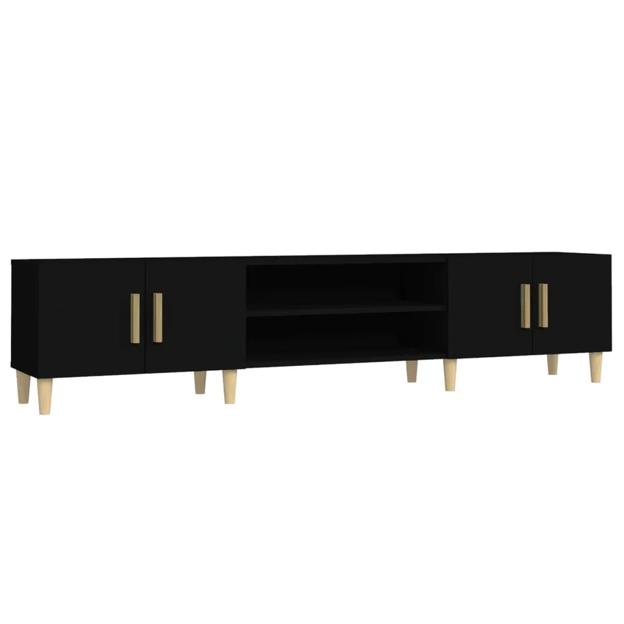 Meuble TV noir 180x31,5x40 cm bois d'ingénierie - 2