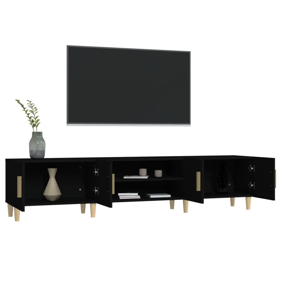 Meuble TV noir 180x31,5x40 cm bois d'ingénierie - 5
