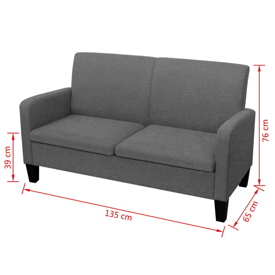 Canapé à 2 places 135x65x76 cm Gris foncé - 4