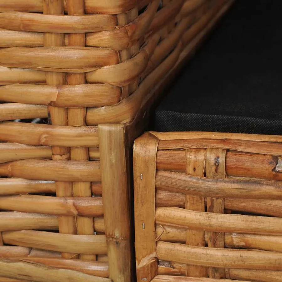 Ensemble de canapés 2 pcs avec coussins marron rotin naturel - 16