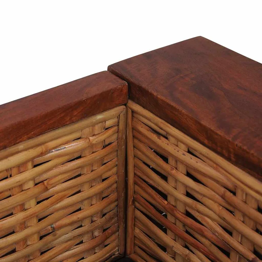 Ensemble de canapés 2 pcs avec coussins marron rotin naturel - 17