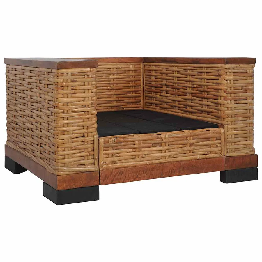 Ensemble de canapés 2 pcs avec coussins marron rotin naturel - 6