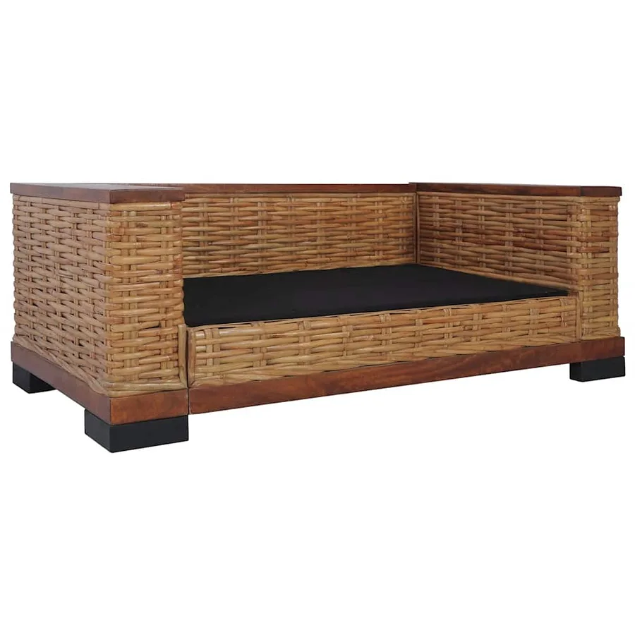 Ensemble de canapés 2 pcs avec coussins marron rotin naturel - 7