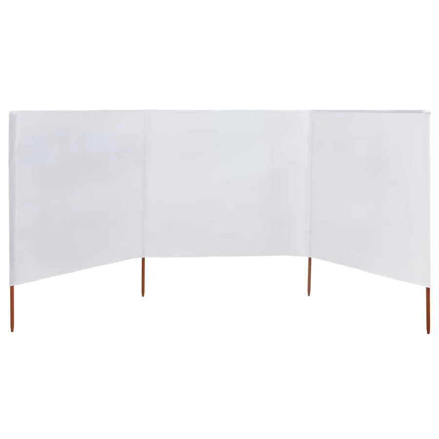 Paravent 3 panneaux Tissu 400 x 80 cm Blanc sable - 3