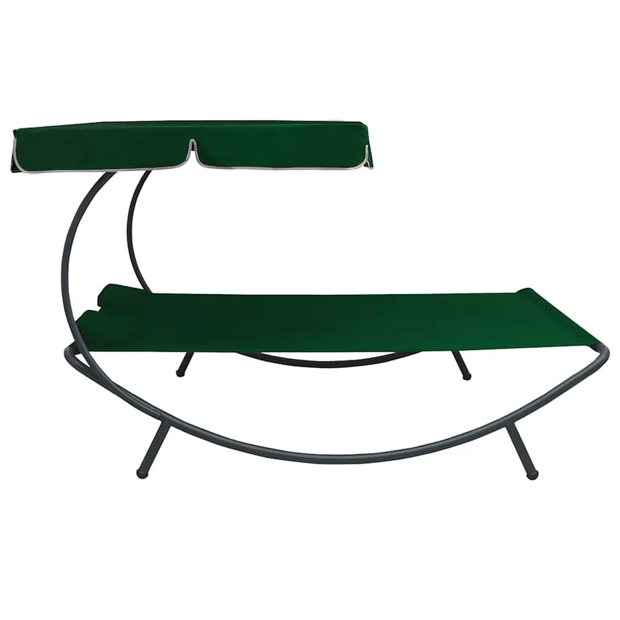 Lit de repos d'extérieur avec auvent et oreillers Vert - 3