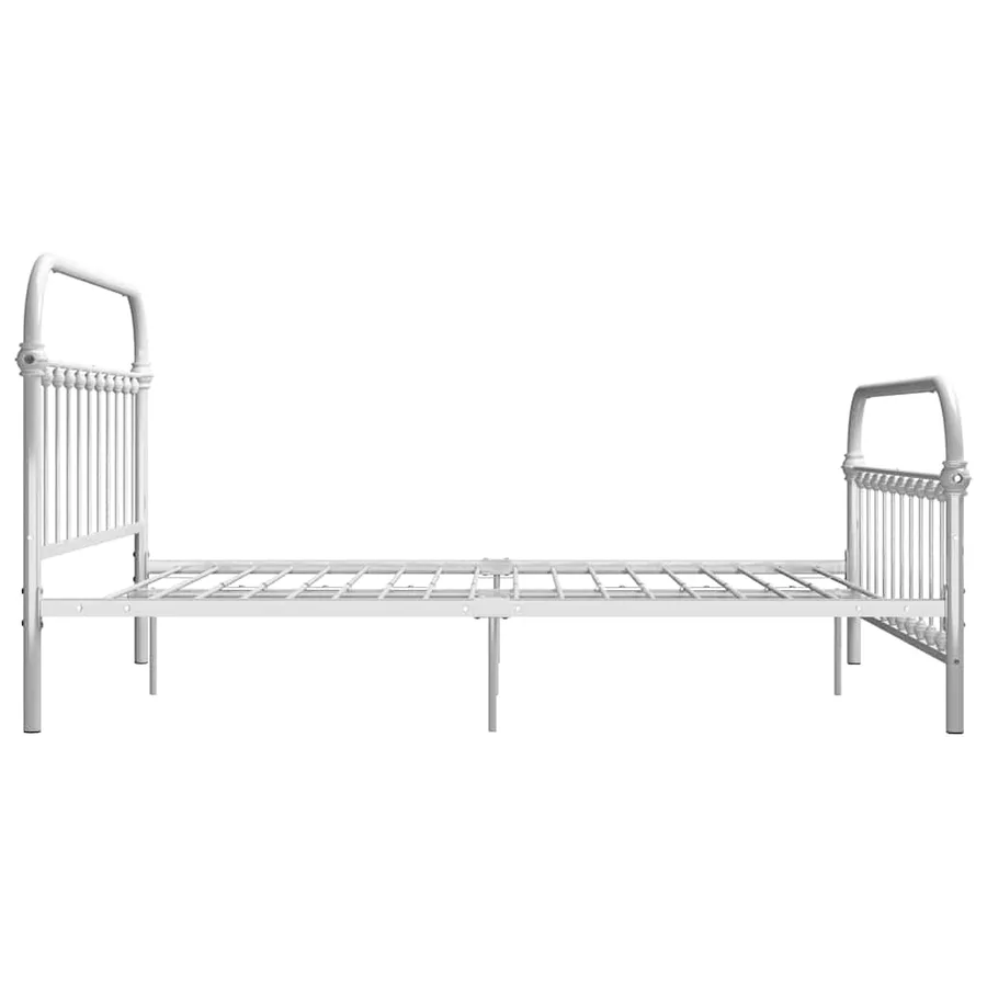 Cadre de lit sans matelas et tête de lit blanc métal 160x200 cm - 4