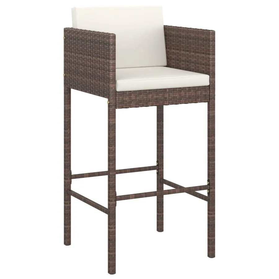 Ensemble bar de jardin 5 pcs et coussins Résine tressée Marron - 3
