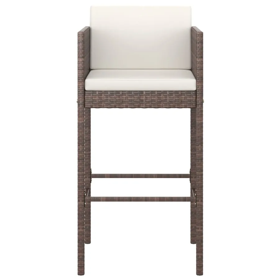Ensemble bar de jardin 5 pcs et coussins Résine tressée Marron - 4