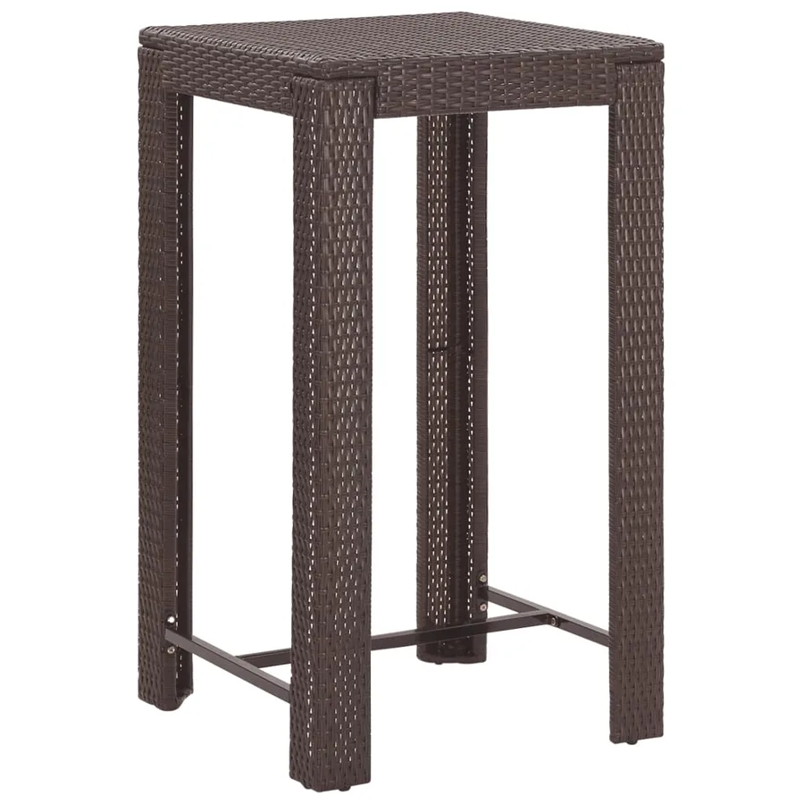 Ensemble bar de jardin 5 pcs et coussins Résine tressée Marron - 7