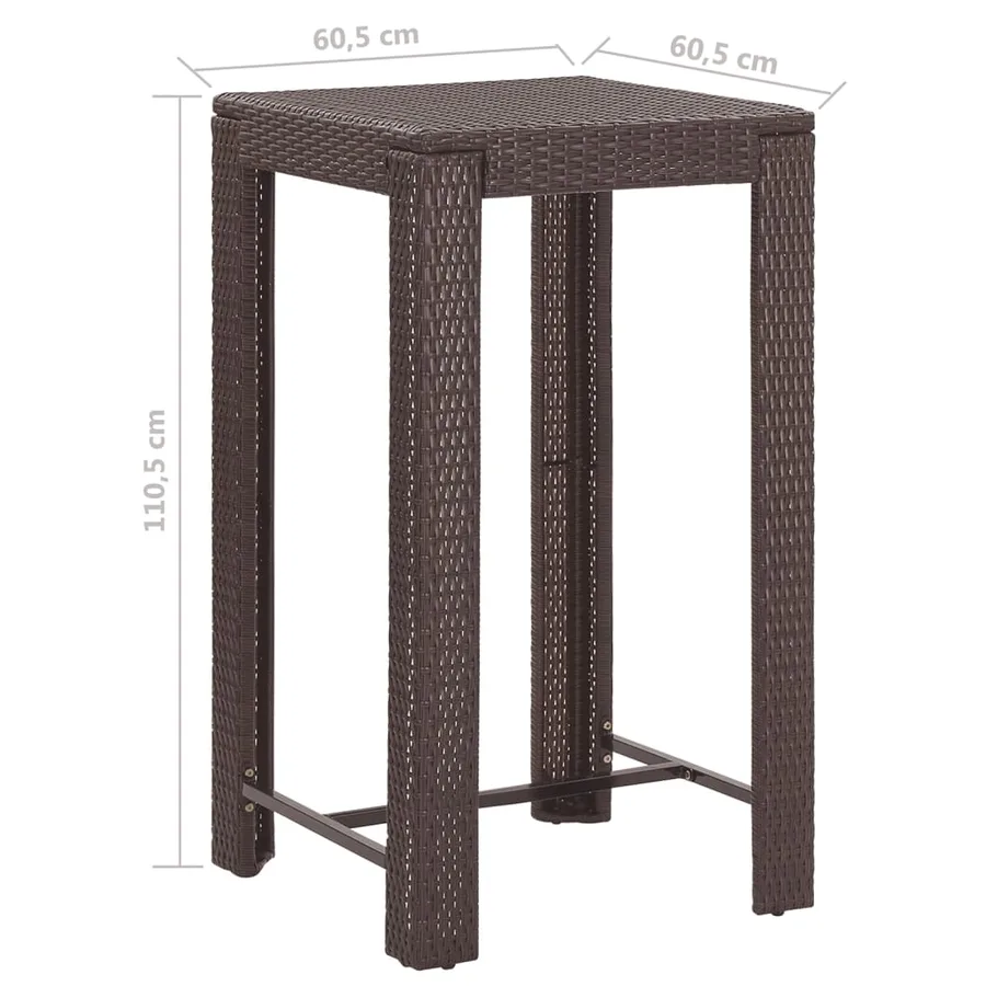 Ensemble bar de jardin 5 pcs et coussins Résine tressée Marron - 9