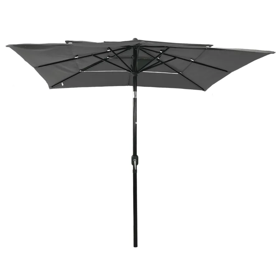 Parasol de jardin à 3 niveaux avec mât en aluminium anthracite - 2