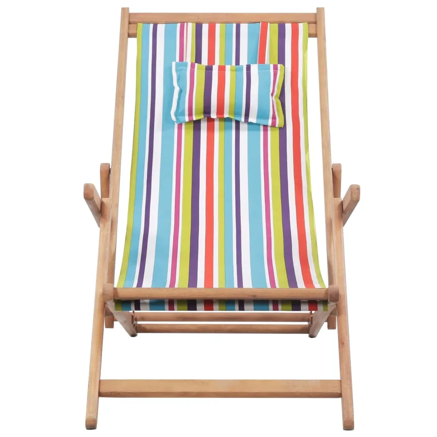 Chaise pliable de plage Tissu et cadre en bois Multicolore - 2