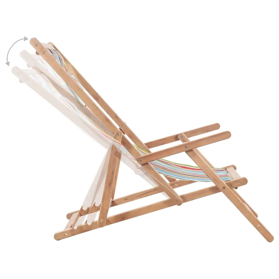 Chaise pliable de plage Tissu et cadre en bois Multicolore - 6