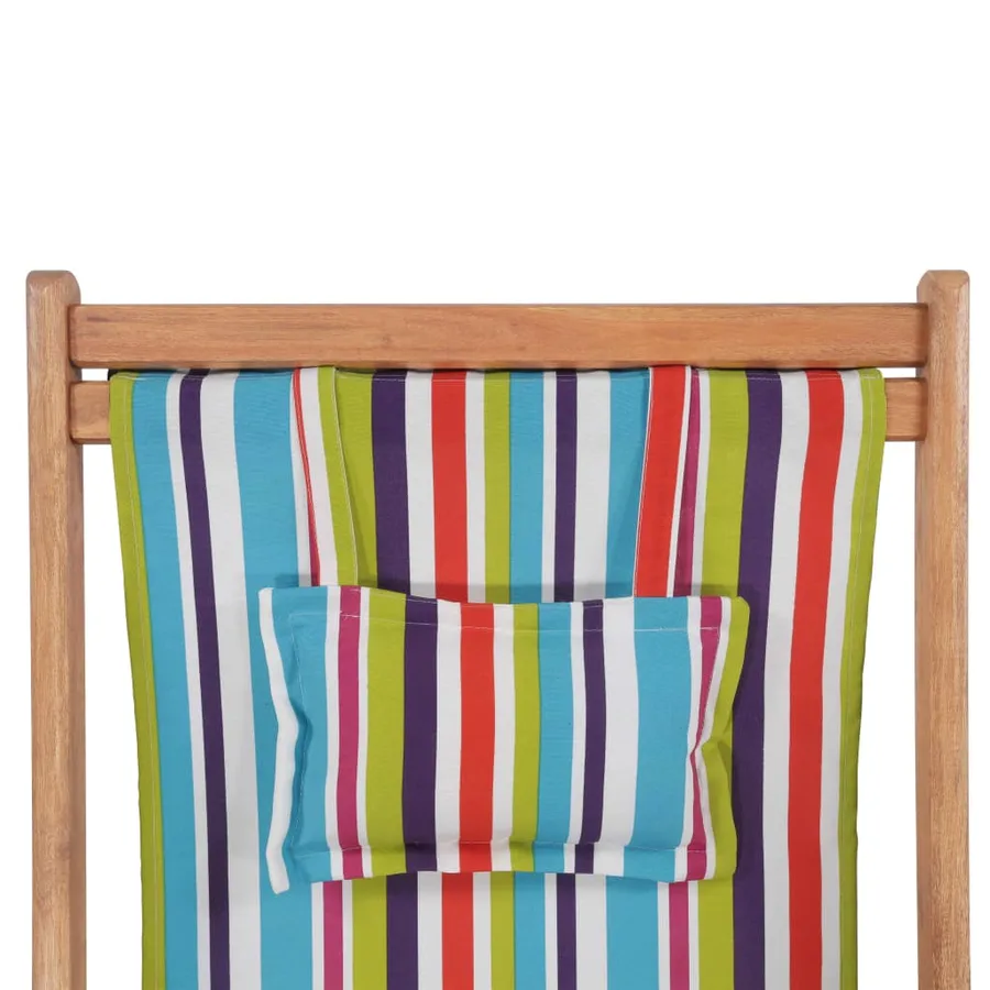 Chaise pliable de plage Tissu et cadre en bois Multicolore - 7